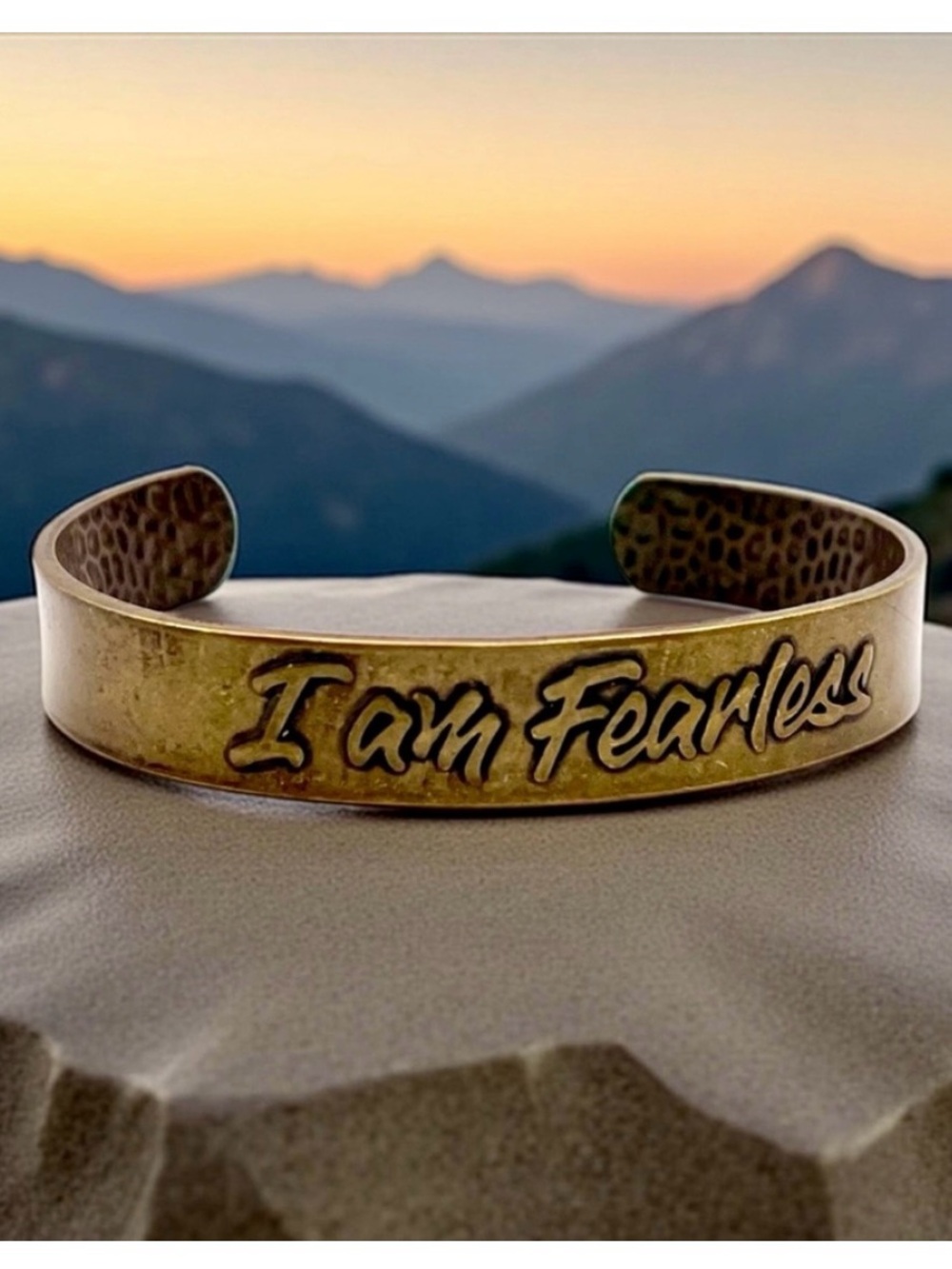 Unisex I Am Fearless Brass Cuff Bracelet Inspirational